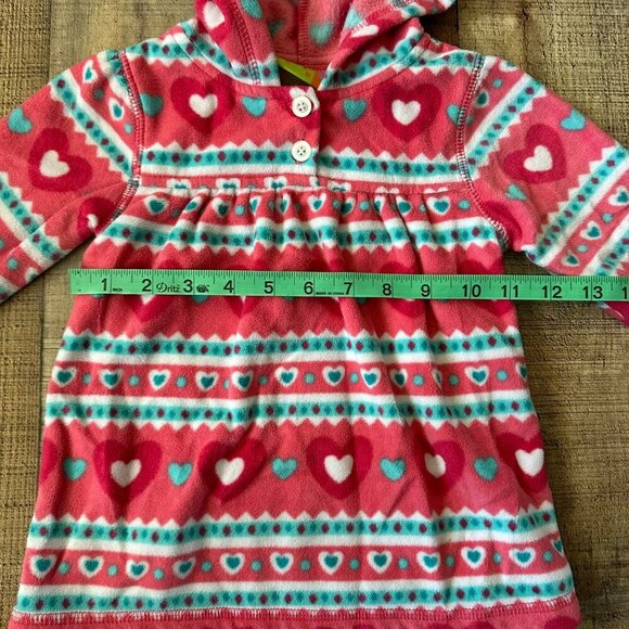 Penelope Mack Girls Hooded Fleece Sweater 3T With Heart Print In Pink & Blue - Picture 4 of 7